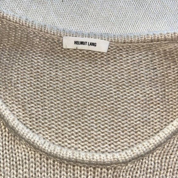 Helmut Lang Super soft neutral cream ALPACA blend asymmetrical hem sweater M - Picture 2 of 4